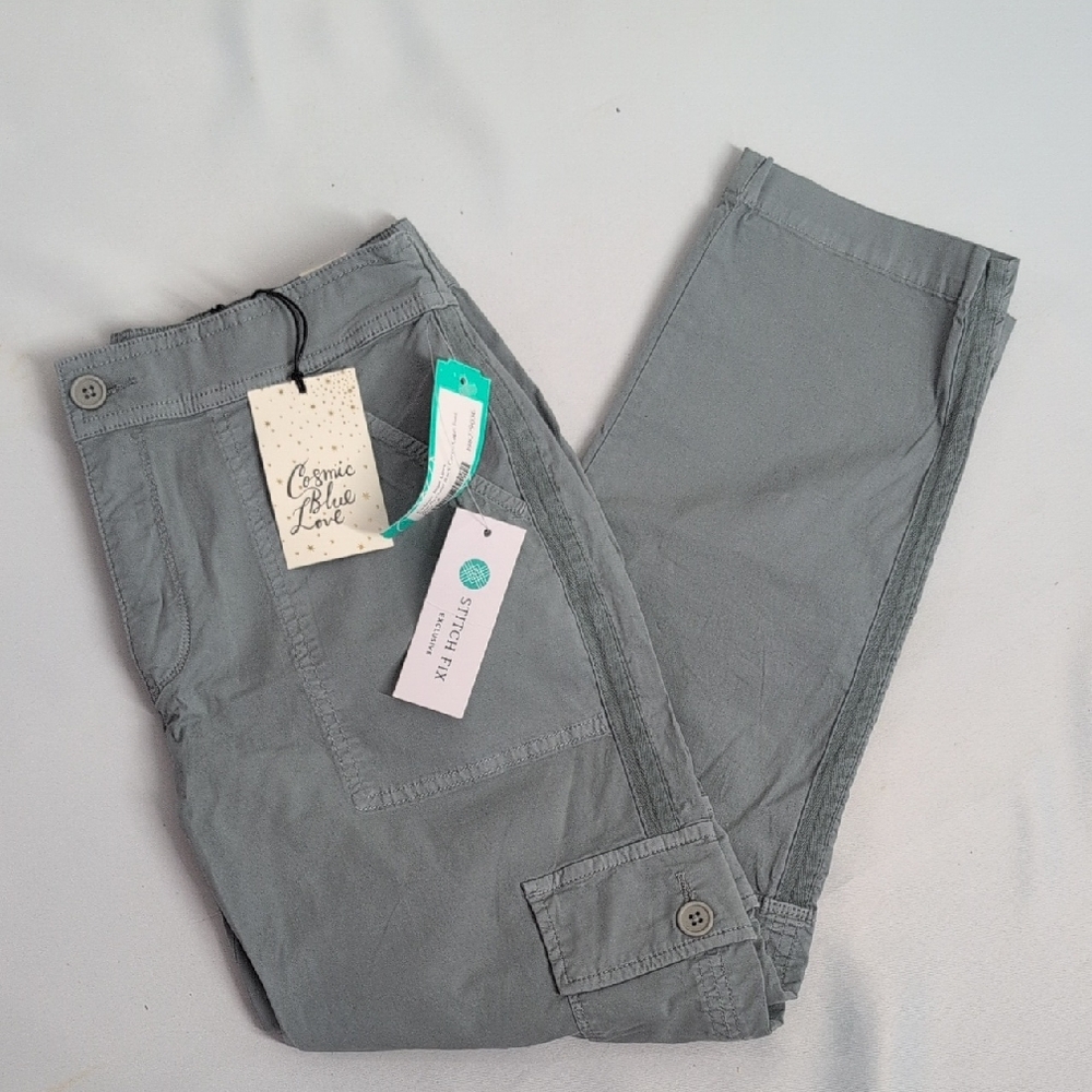 Cosmic Blue Love Women's Green/Gray Cargo Pants